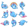 Kawaii Narwhal Sticker Sheet