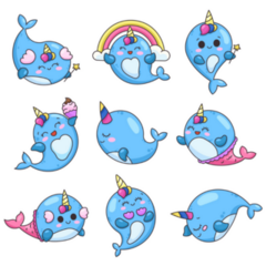 Kawaii Narwhal Sticker Sheet