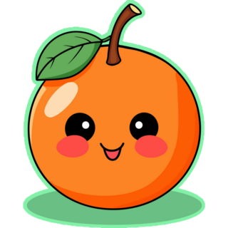 Kawaii Orange On Green Sticker