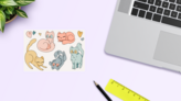Kawaii Pastel Cats Sticker Sheet on a Desk (New) example
