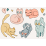Kawaii Pastel Cats Sticker Sheet