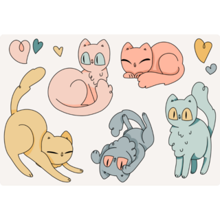 Kawaii Pastel Cats Sticker Sheet