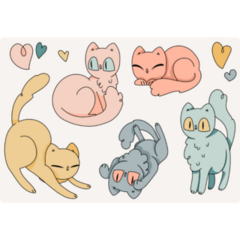 Kawaii Pastel Cats Sticker Sheet