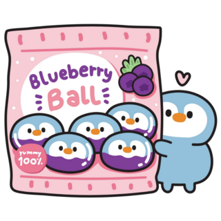 Kawaii Penguin Blueberry Sticker