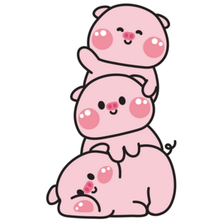 Kawaii Pig Pile Sticker 