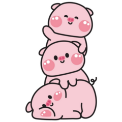 Kawaii Pig Pile Sticker 