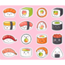 Kawaii Pink Sushi Sticker Sheet