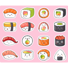 Kawaii Pink Sushi Sticker Sheet