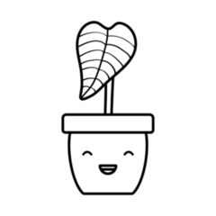 Kawaii Potted Plant with Leaf Transfer Sticker