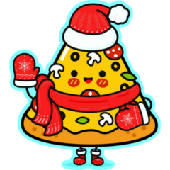 Kawaii Santa Pizza Sticker