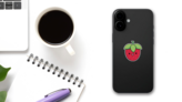 Kawaii Strawberry Sticker on a Phone (New) example