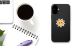 Kawaii Sun Doodle Sticker on a Phone (New) example