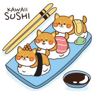 Kawaii Sushi Shiba Sticker
