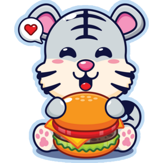 Kawaii White Tiger Sticker