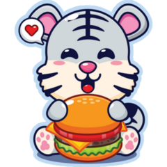 Kawaii White Tiger Sticker