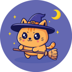 Kawaii Witch Cat Sticker