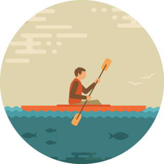 Kayak Illustration Water Sport Rowing Sticker