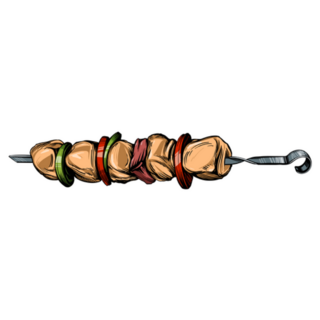 Kebab, Shashlik, Grilled On A Skewer Realistic Sketch Sticker