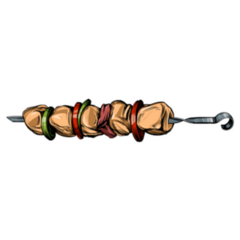Kebab, Shashlik, Grilled On A Skewer Realistic Sketch Sticker