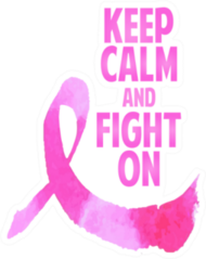 Keep Calm And Fight On Pink Breast Cancer Ribbon Watercolor Sticker