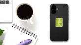 Keep Calm And Go Green Sticker on a Phone (New) example