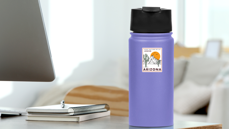 Keep Nature Wild Arizona Sticker on a Water Bottle (New) example