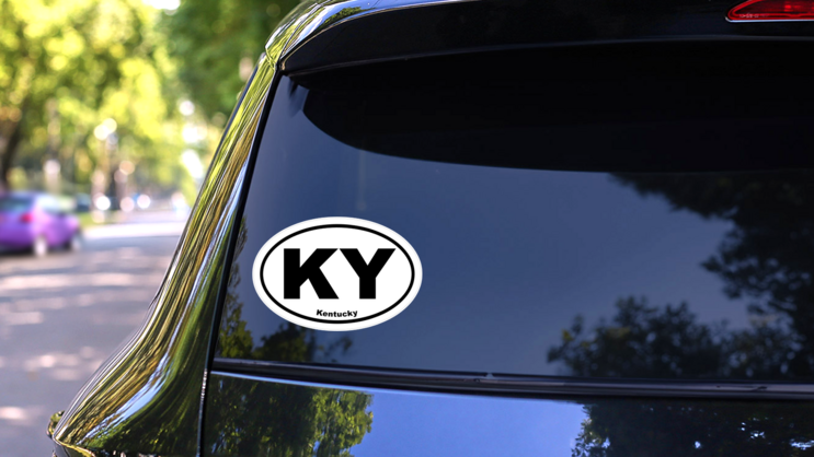 Kentucky Ky Oval Sticker on a Rear Car Window (New) example