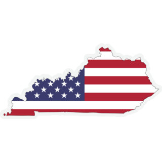 Kentucky Map On American Flag Sticker