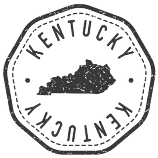 Kentucky, Usa Map Stamp Retro Sticker