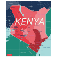 Kenya Country Detailed Map With Regions Sticker
