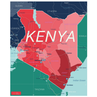 Kenya Country Detailed Map With Regions Sticker
