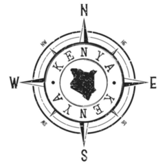 Kenya Stamp Map Compass Sticker