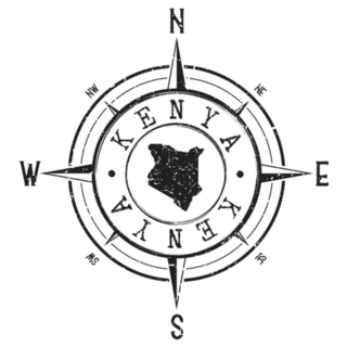 Kenya Stamp Map Compass Sticker