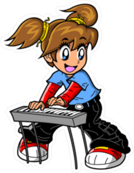 Keyboard Player Girl Anime Manga Sticker