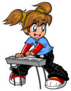 Keyboard Player Girl Anime Manga Sticker