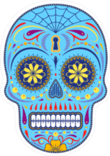 Keyhole Blue Day of the Dead Skull Sticker
