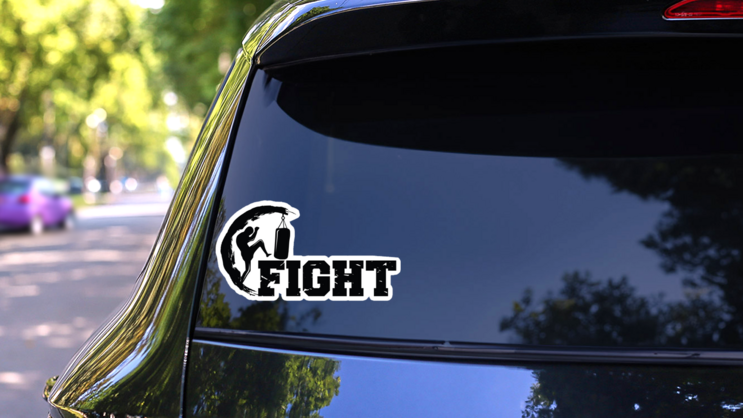 Kick Boxing And Martial Arts Logo Fight Sticker on a Rear Car Window (New) example