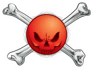 Kickball Or Dodgeball Skull Face With Crossbones Sticker