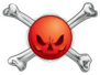 Kickball Or Dodgeball Skull Face With Crossbones Sticker