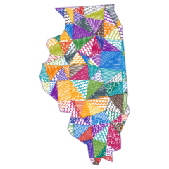Kid Style Map Of Illinois Illustrations Sticker