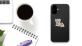 Kid Style Map Of Louisiana Sticker on a Phone (New) example