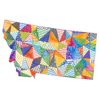 Kid Style Map Of Montana. Hand Drawn Polygons Sticker