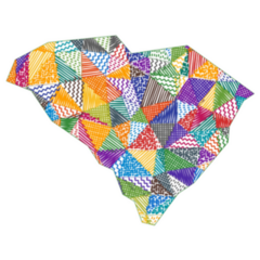 Kid Style Map Of South Carolina Hand Drawn Polygons Sticker