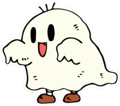 Kid Wearing Halloween Ghost Costume Sticker