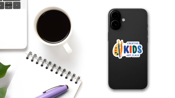 Kids Art Class Creative Educational Sticker on a Phone (New) example