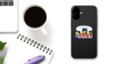 Kids Listening To A Senior Man Reading Bible Stories Sticker on a Phone (New) example