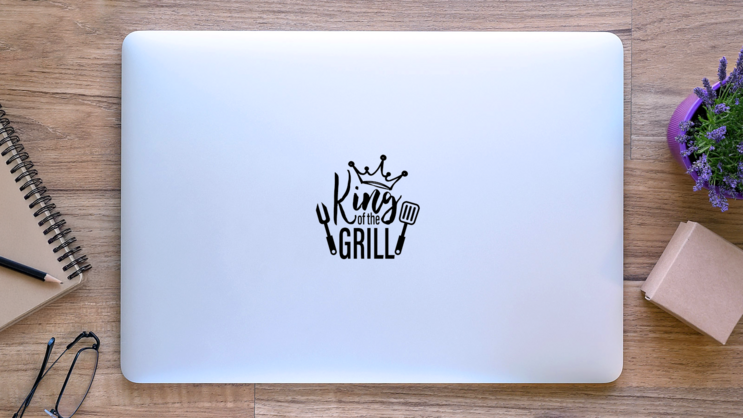King of the Grill Transfer Sticker on a Laptop (New) example