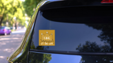 King Of The Wild Square Sticker on a Rear Car Window (New) example