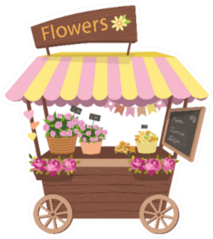 Kiosk, Cute Booth Flower Shop Florist Sticker