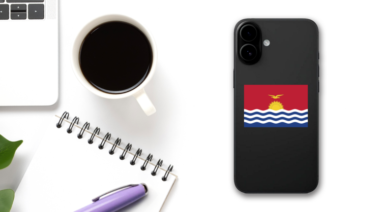 Kiribati Country Flag Sticker on a Phone (New) example